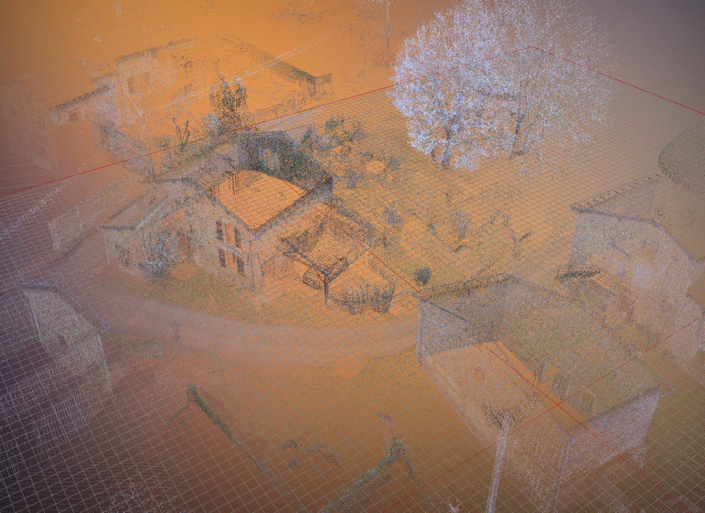 scan 3d bâtiment rural nuage de points relevé laser architecture pierre ancienne