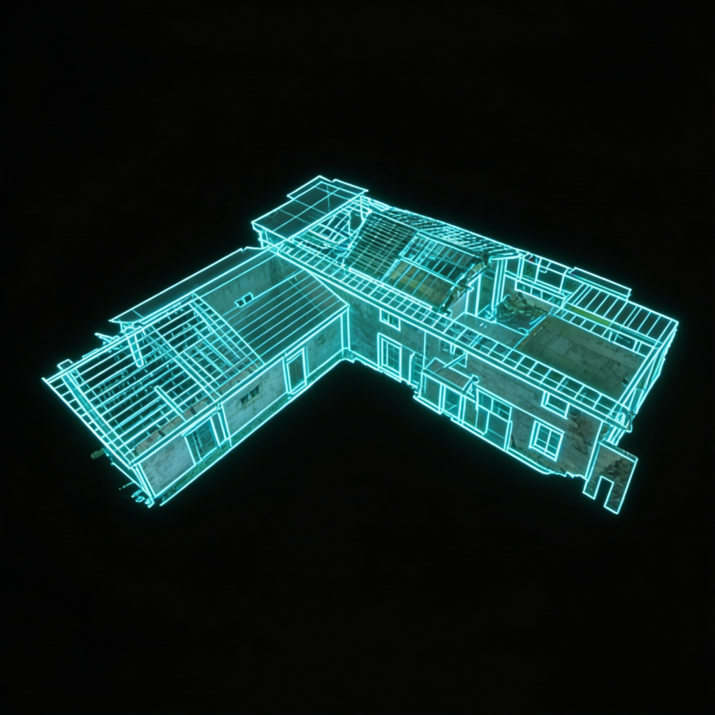 Scanner 3d bâtiment résultat maquette architecture modélisation numérique structure